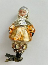 Vintage Soviet Christmas Ornament Boy in Winter Coat, USSR Antique Mercury Glass picture