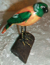 Vintage Hand Painted Terracotta Art Pottery Perched Bird Wood Branch Figurine picture
