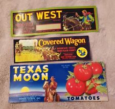 1930s Vegetable Labels. New/Old Stock. Cowboys. picture