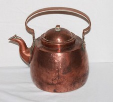 Antique Swedish Skultuna Copper Tea Kettle Dove Tail Seams Unmarked picture