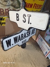 Vintage Eureka California Cross Street Enamel Signs with Bracket B St & W Wabash picture