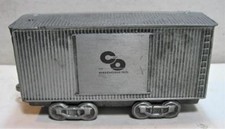 Vintage C&O Railroad For Progress Metal Double Door Boxcar Coin Bank picture