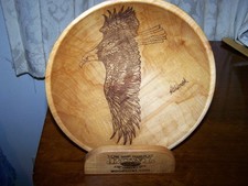 The Great Alaskan Bowl Wooden Bowl w/ Stand , eagle Design - Alaska picture