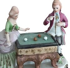 Victorian Couple Pool Table Colonial Figurine picture
