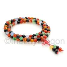 MULTI COLOR AGATE MALA 108 6mm Prayer Beads Necklace Stretch Wrap Bracelet Yoga picture