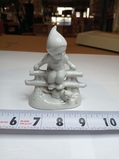 Vintage 1945-52 Pixie Elf Sitting On A Fence White Porcelain Figurine Japan picture