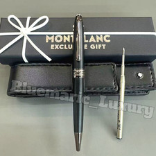 MONTBLANC Meisterstück 164 Black Rollerball Pen Platinum Trim Luxury w/ Pouch picture