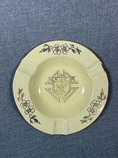 VTG 22 KT Gold Knights of Columbus K of C Ashtray Floral Ceramic Jewelry Dish picture