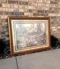 Large Framed English Cottage Core Garden Wall Art — Ornate Gold Frame picture