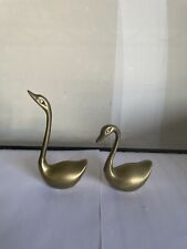 Vintage Leonard Solid Brass Duck Swan Goose Lot Gold Geese Figurine Heavy picture