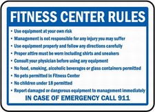 PaBoe Fitness Center Rules Safety Sign Notice Danger Warning Tin Metal Signs picture