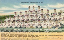 1948 Boston Braves Baseball Team Linen Postcard Tichnor Spahn Sain Advertising picture