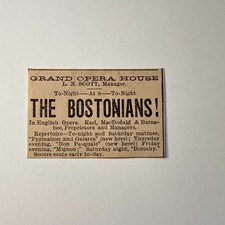 The Bostonians Grand Opera House Manager LN Scott 1888 MN Clipping 5AK9-S27 picture