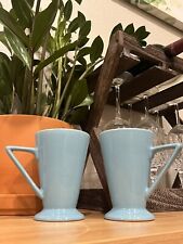 Funky Vintage Pair MCM Blue Footed Coffee Mugs Tea Cups - Blue & Lime Green picture
