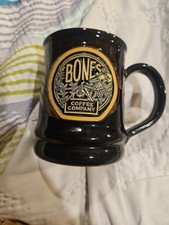 Bones Coffee Co Deneen Pottery 2018 Black Drip Mug Skeleton EUC picture
