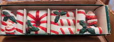 Vintage NOEL Christma Ceramic  GiftCo Candle Holder Set 1985 Taiwan Original Box picture
