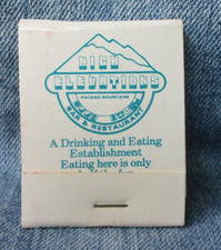 HIGH ELEVATIONS Pocono Mountains PA Full Unstruck Vintage Matchbook JNS-7 picture