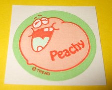 Vintage 80s TREND Scratch & Sniff MATTE Sticker PEACHY Peach Scent Smell, Rare picture