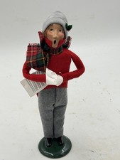 ✨Byers Choice 1992 Traditional Man with Music and Red Plaid Scarf✨ picture