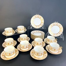 Richard Ginori Pompei 1735 30-Pc Set 22k Gold Teacups, Saucers, Dessert Plates picture