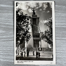 Vtg 1939 Postcard New York World's Fair Italian Pavilion on Backing Used picture