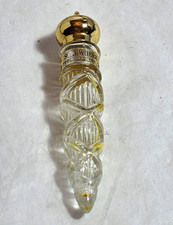 Vintage Avon Clear Glass Perfune Bottle Gold-Tone Metal Screw Top Cap - Empty picture