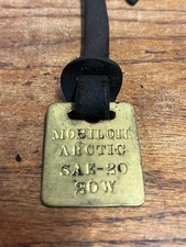 Vintage Mobiloil Arctic Brass Tag Bulk Oil Sign 1920s Leather Strap Mobil picture
