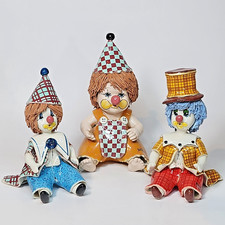 Zampiva Vintage Italy Studio Pottery Porcelain Clown Figurines Signed Set of 3 picture