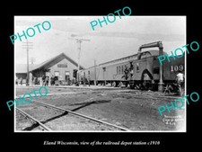 OLD LARGE HISTORIC PHOTO OF ELAND WISCONSIN RAILROAD DEPOT STATION c1910 picture