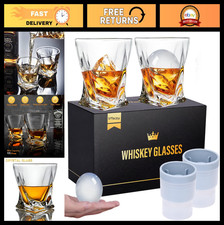 Mfacoy Old Fashioned Whiskey Glasses Set of 4 (2 Crystal Bourbon Glasses, 2 Roun picture