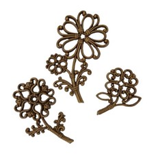 VTG Homco 3 Faux Rattan Wood Grain Flowers 1978 Small Wall Hanging Decor 7560 picture