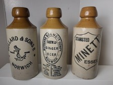 Lot F Vintage 1800's Antique Old Style Stoneware Ginger Beer Bottle Bottles picture