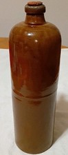 Antique Earthware Stone Salt Glazed Gin Wine Beer Bottle  late 1800-1900's B18 picture