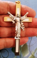 Catholic CREED 3 Inch Resurrection Crucifix Made In ITALY Two Toned picture