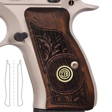 Zib Grips Wood CZ 75 Compact P-01 Brass Logo Checkered Grips picture