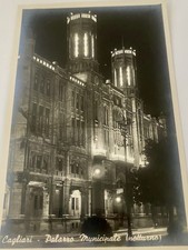 VTG Postcard Sardinia - Cagliari Municipality - Italy Vintage Rare RPPC Night picture