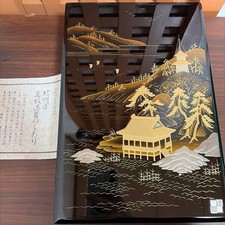 Kishu Lacquer Inkstone Box Sansui High Quality Japanese Lacquerware picture