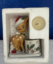 Jasco 1978 LITTLE REINDEER Christmas Candle Holder Winking Figure Vintage In Box picture