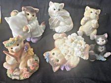 Vintage Enesco Calico Kittens Lot of 6 Priscilla Hillman Figurines Rare Ones VGC picture