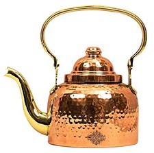 Hammered Designer Copper Tea Kettle Pot Inside Tin Lining, Serving Tea Coffee, picture