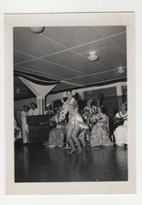 Vintage 1950s B&W Photo Solo Hula Dancer Barefoot Live Hawaiian Band Stage Club picture