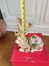 Fitz & Floyd Father Christmas Figural Reindeer Trinket Box & Lid picture