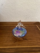 Iridescent art blown glass hummingbird swirl perfume bottle 5