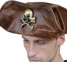 Jolly Roger Antique Pirate Hat Brass Stud | Emblem Decoration for Tricorn Hats picture