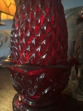 Vintage Brooke Cresent (Confederate Amberina #350 diamond pineapple fairy lamp picture