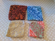 Lot of 4 Vintage Handmade Crocheted Hot Pads Pot Holders - Stained Decor picture