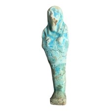 Ancient Egyptian Hand-Carved Faience Glazed Stone Ushabti Figure picture