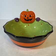 Vintage TII Collections Halloween Candy Bowl Ceramic Jack-O-Lantern Dish picture