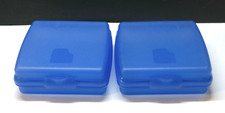2 Blue Tupperware 3752 Square Hinged Locking Sandwich Keepers picture