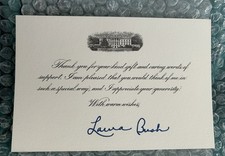 LAURA BUSH WHITE HOUSE THANK YOU for GIFT CARD GOP REPUBLICAN PATRIOT RARE EXC picture